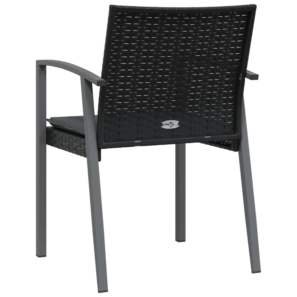 Tuinstoelen 2 st met kussens 56,5x57x83 cm poly rattan zwart is nu te koop bij PeponiXL, paradijselijk wonen!