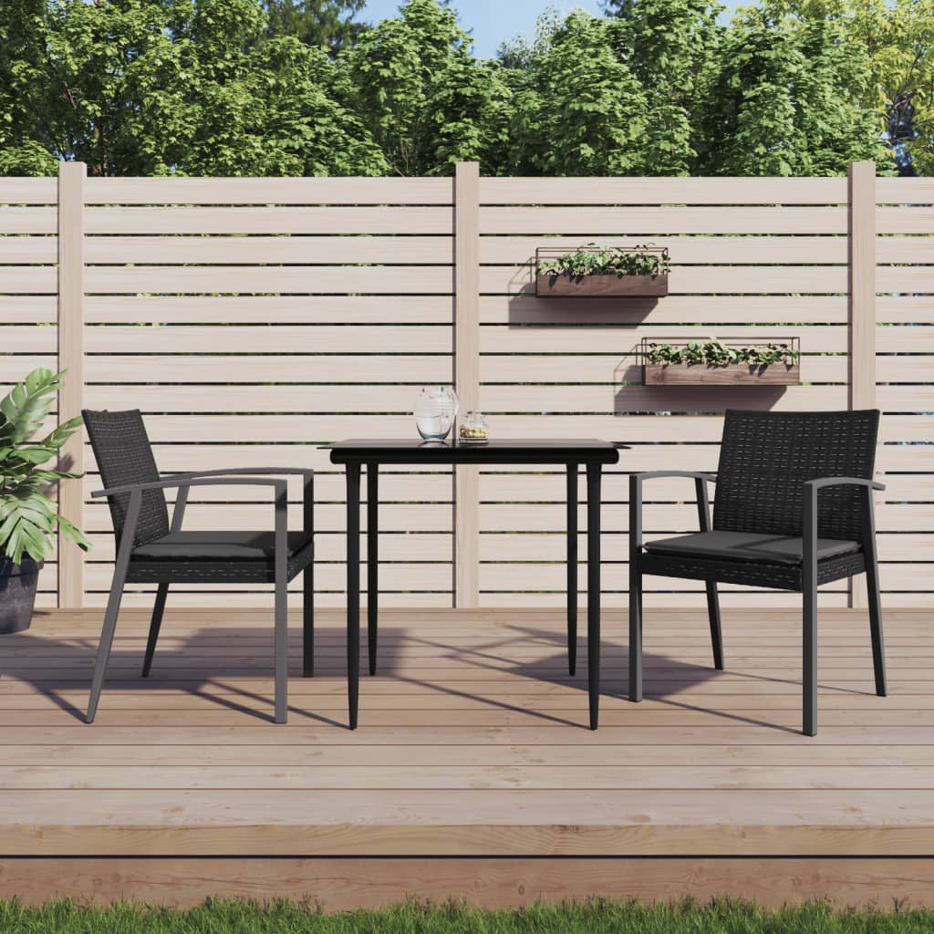 Tuinstoelen 2 st met kussens 56,5x57x83 cm poly rattan zwart is nu te koop bij PeponiXL, paradijselijk wonen!