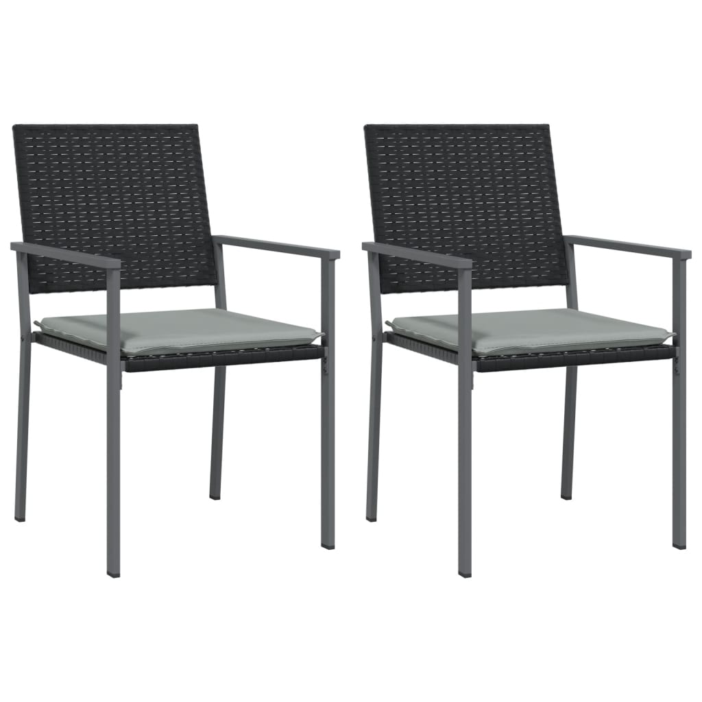 Tuinstoelen 2 st met kussens 54x62,5x89 cm poly rattan zwart is nu te koop bij PeponiXL, paradijselijk wonen!