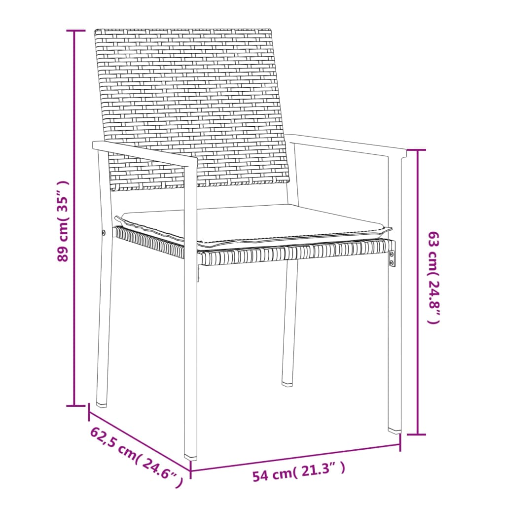 Tuinstoelen 2 st met kussens 54x62,5x89 cm poly rattan zwart is nu te koop bij PeponiXL, paradijselijk wonen!