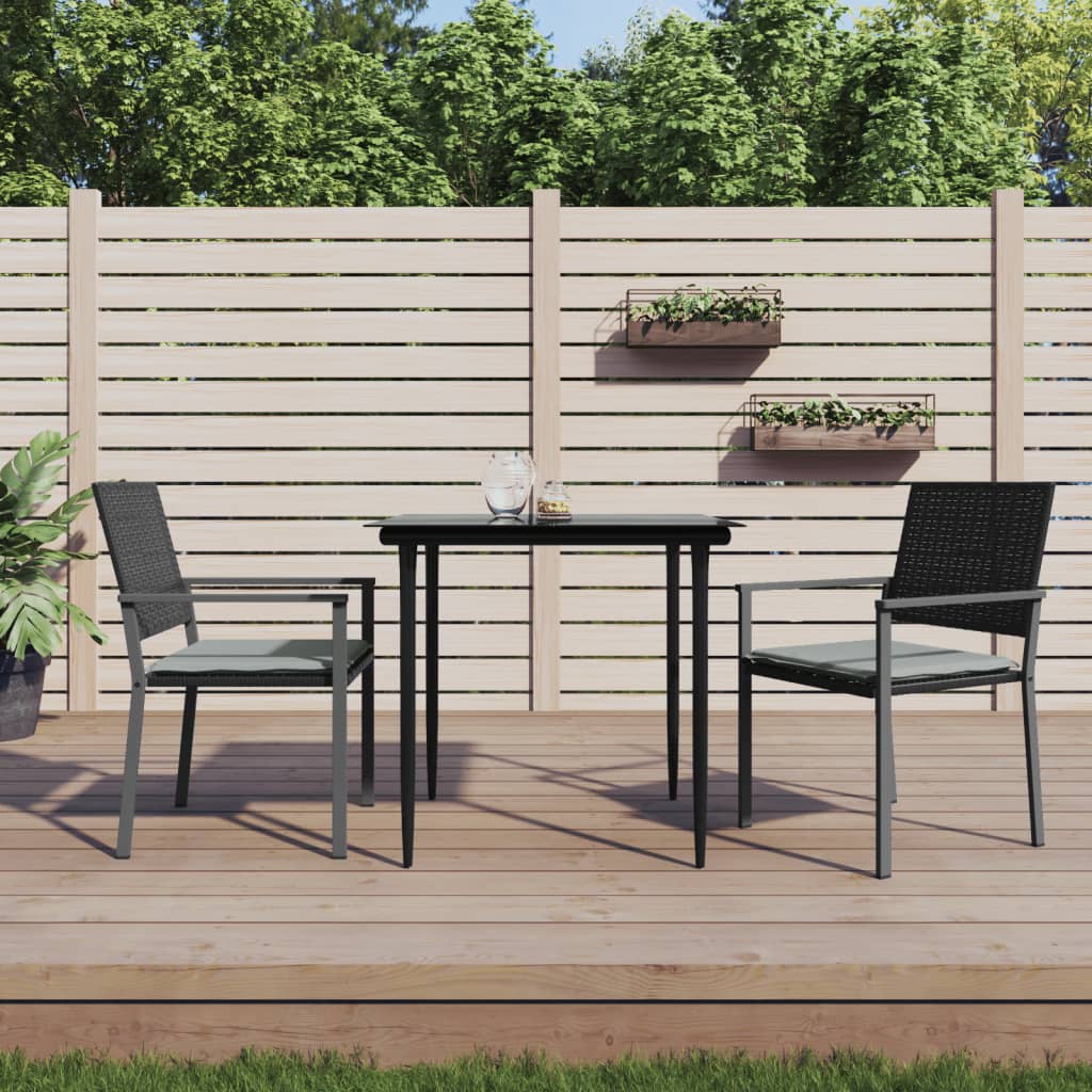 Tuinstoelen 2 st met kussens 54x62,5x89 cm poly rattan zwart is nu te koop bij PeponiXL, paradijselijk wonen!