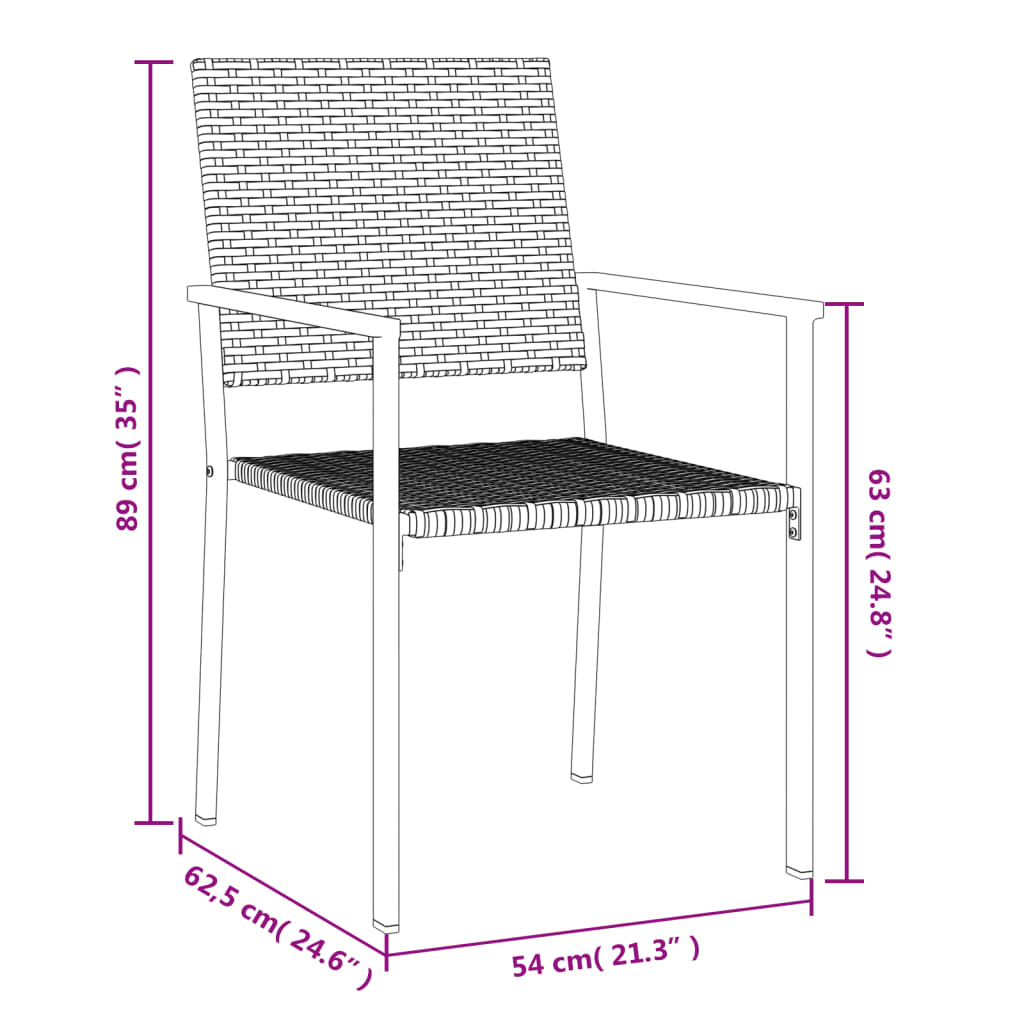 Tuinstoelen 2 st 54x62,5x89 cm poly rattan zwart is nu te koop bij PeponiXL, paradijselijk wonen!