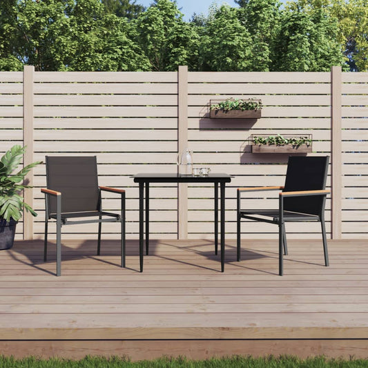 Tuinstoelen 2 st 55x61,5x90 cm textileen en staal zwart is nu te koop bij PeponiXL, paradijselijk wonen!