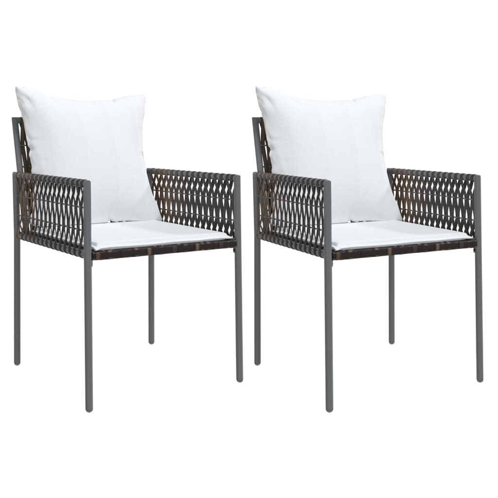 Tuinstoelen 2 st met kussens 54x61x83 cm poly rattan bruin is nu te koop bij PeponiXL, paradijselijk wonen!