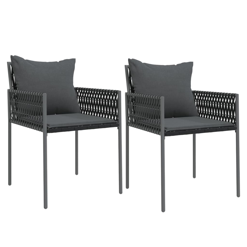 Tuinstoelen 2 st met kussens 54x61x83 cm poly rattan zwart is nu te koop bij PeponiXL, paradijselijk wonen!