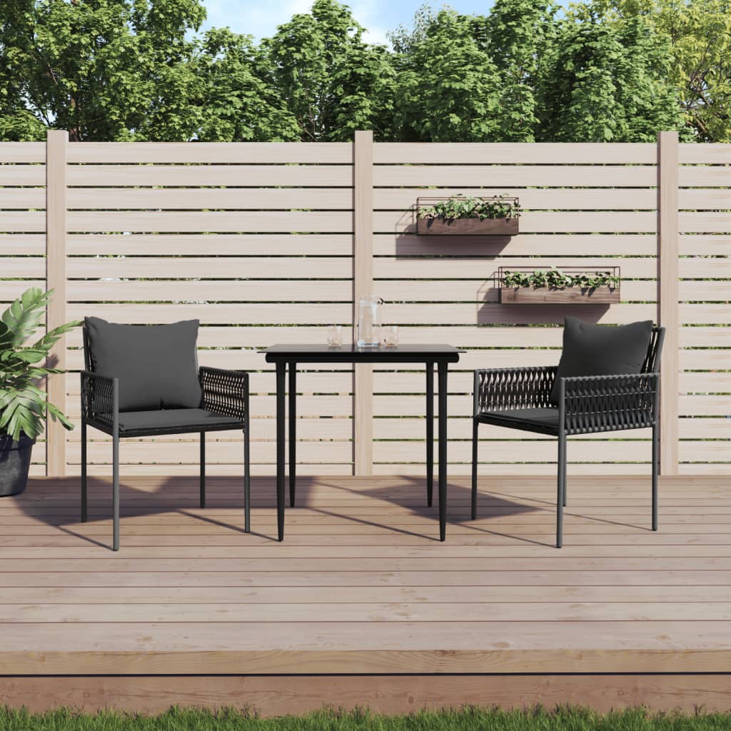 Tuinstoelen 2 st met kussens 54x61x83 cm poly rattan zwart is nu te koop bij PeponiXL, paradijselijk wonen!