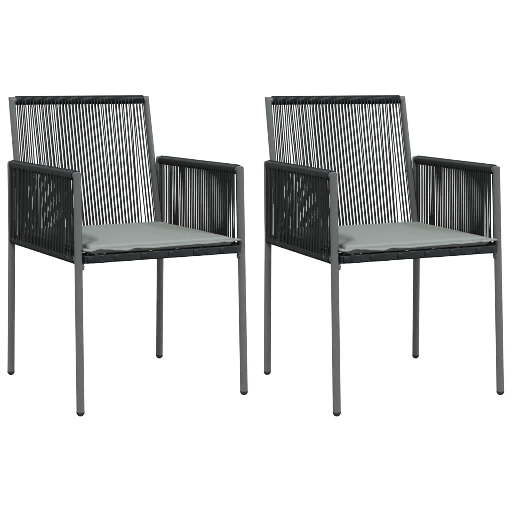 Tuinstoelen 2 st met kussens 54x60,5x83,5 cm poly rattan zwart is nu te koop bij PeponiXL, paradijselijk wonen!