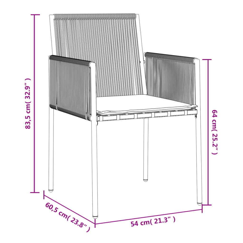 Tuinstoelen 2 st met kussens 54x60,5x83,5 cm poly rattan zwart is nu te koop bij PeponiXL, paradijselijk wonen!