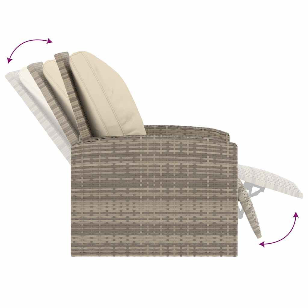 Tuinstoel verstelbaar met kussens poly rattan lichtbruin is nu te koop bij PeponiXL, paradijselijk wonen!