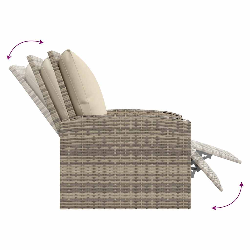Tuinstoel verstelbaar met kussens poly rattan lichtbruin is nu te koop bij PeponiXL, paradijselijk wonen!