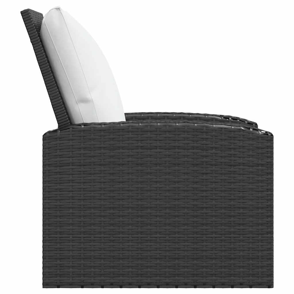 Tuinstoel met kussens verstelbaar poly rattan zwart is nu te koop bij PeponiXL, paradijselijk wonen!