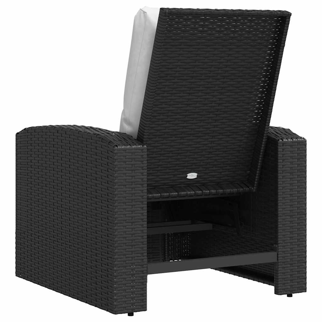 Tuinstoel met kussens verstelbaar poly rattan zwart is nu te koop bij PeponiXL, paradijselijk wonen!