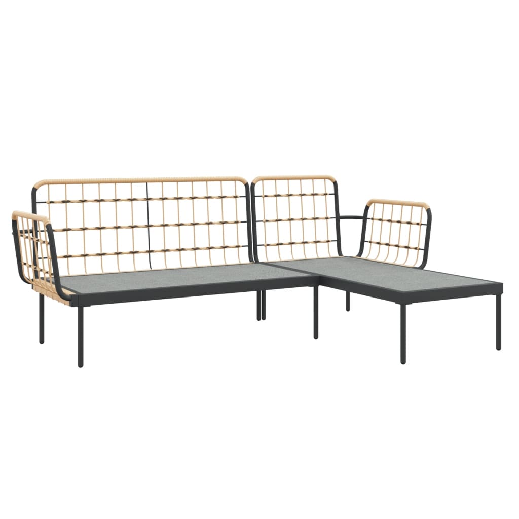 3-delige Loungeset met kussens poly rattan donkergrijs is nu te koop bij PeponiXL, paradijselijk wonen!