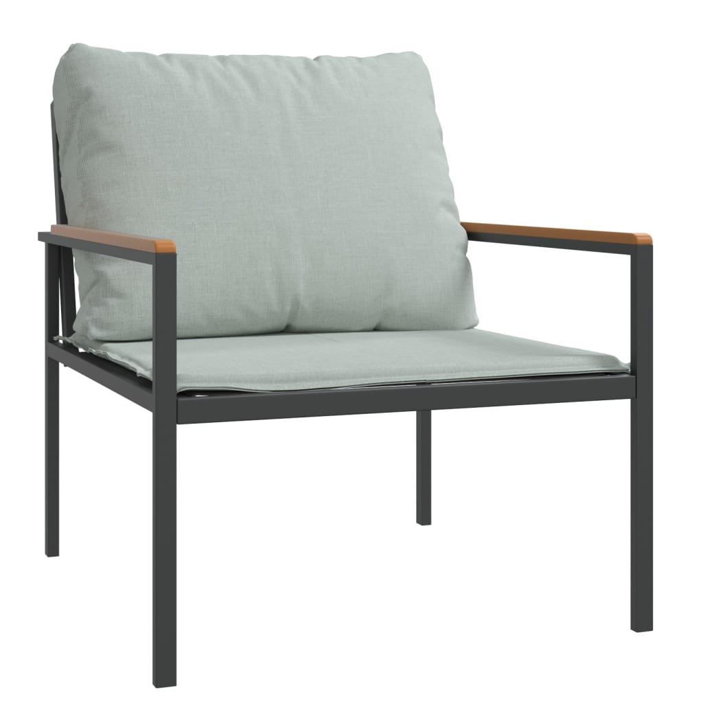 3-delige Loungeset met kussens staal antracietkleurig is nu te koop bij PeponiXL, paradijselijk wonen!