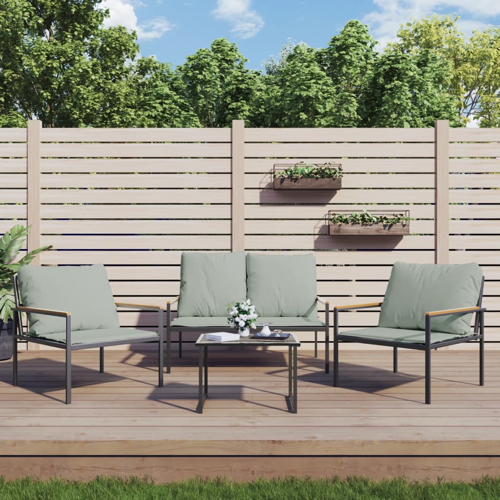 3-delige Loungeset met kussens staal antracietkleurig is nu te koop bij PeponiXL, paradijselijk wonen!