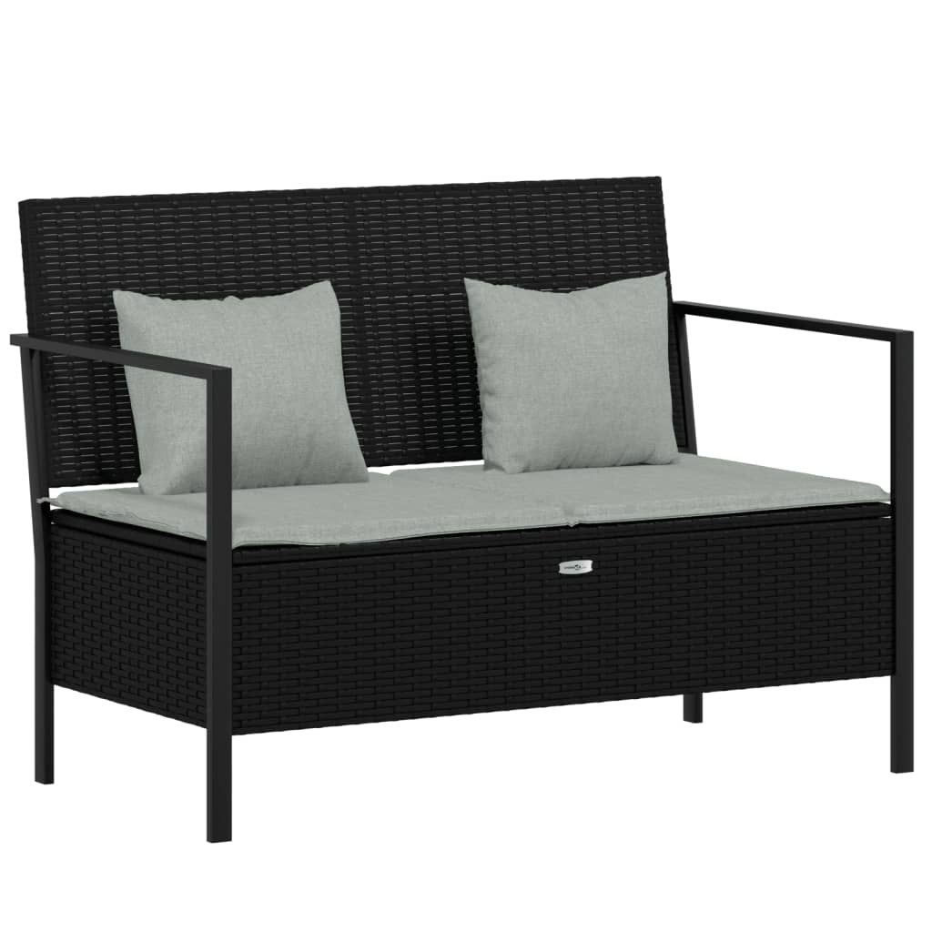 Tuinbank 2-zits met kussens poly rattan zwart is nu te koop bij PeponiXL, paradijselijk wonen!