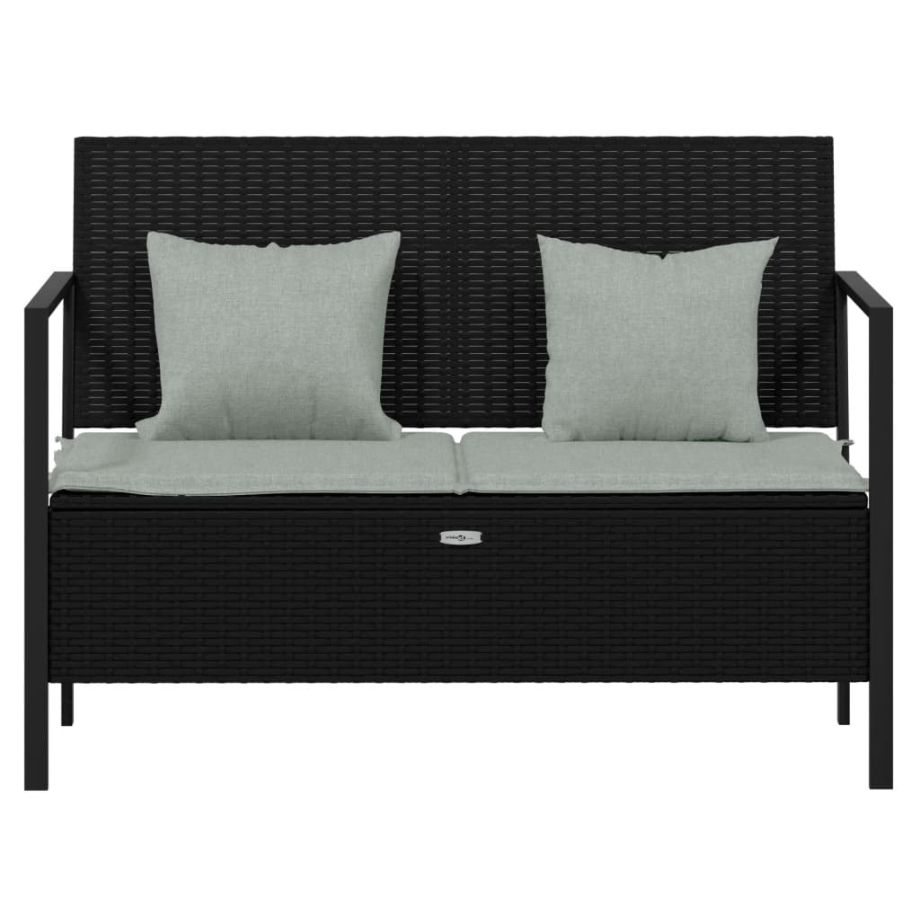 Tuinbank 2-zits met kussens poly rattan zwart is nu te koop bij PeponiXL, paradijselijk wonen!