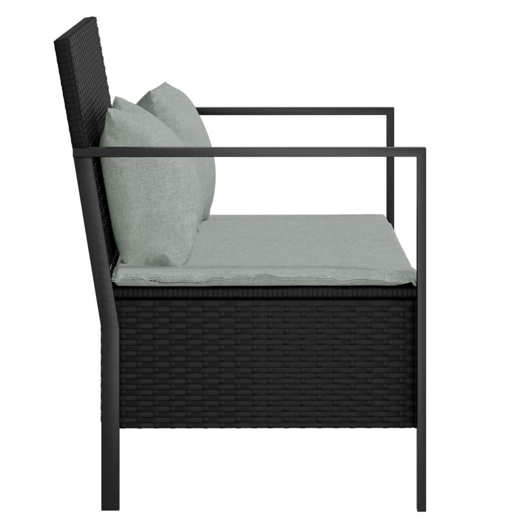 Tuinbank 2-zits met kussens poly rattan zwart is nu te koop bij PeponiXL, paradijselijk wonen!