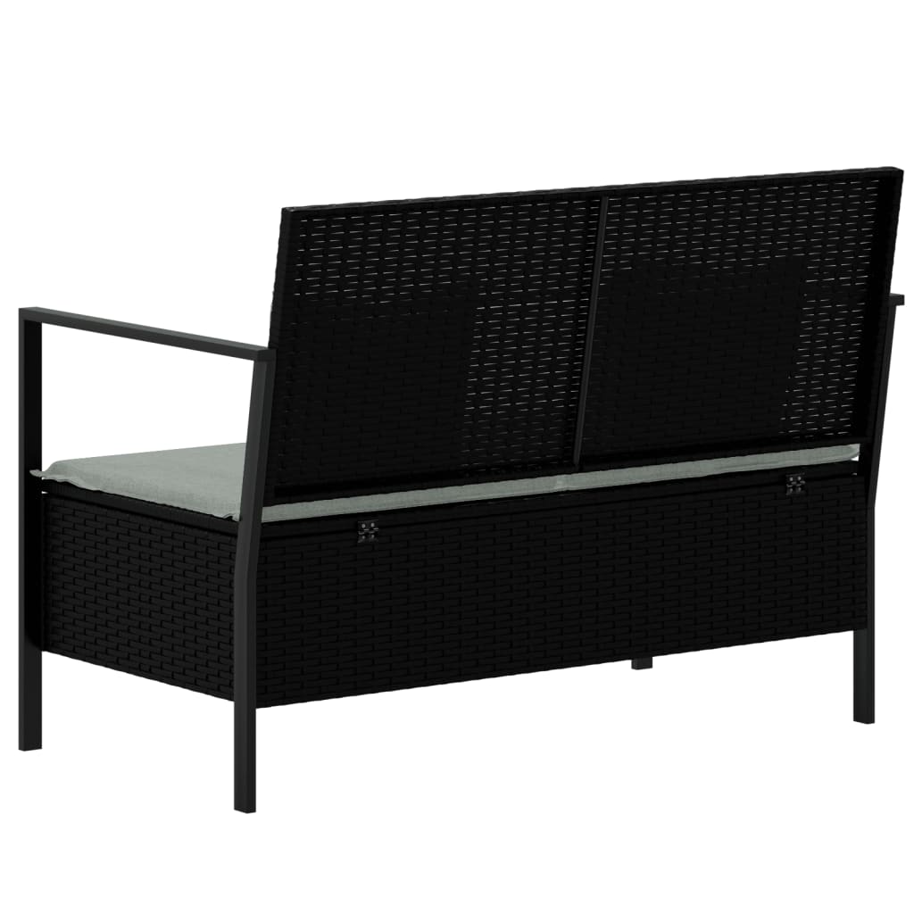 Tuinbank 2-zits met kussens poly rattan zwart is nu te koop bij PeponiXL, paradijselijk wonen!