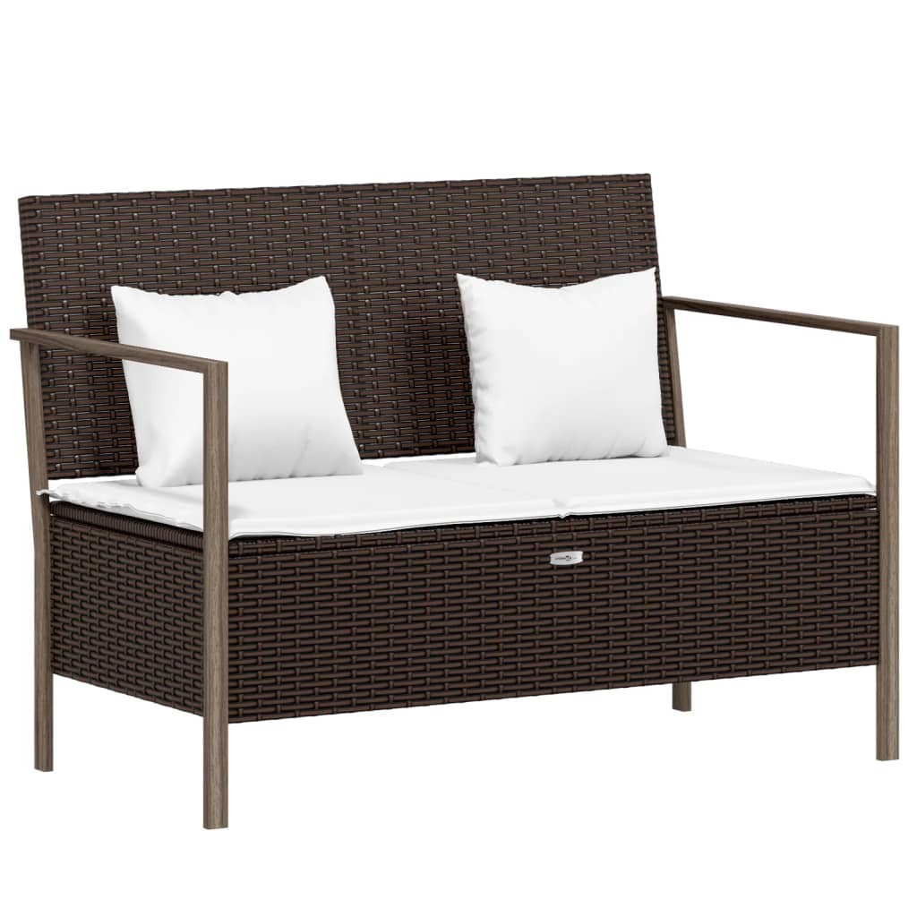 Tuinbank 2-zits met kussens poly rattan bruin is nu te koop bij PeponiXL, paradijselijk wonen!