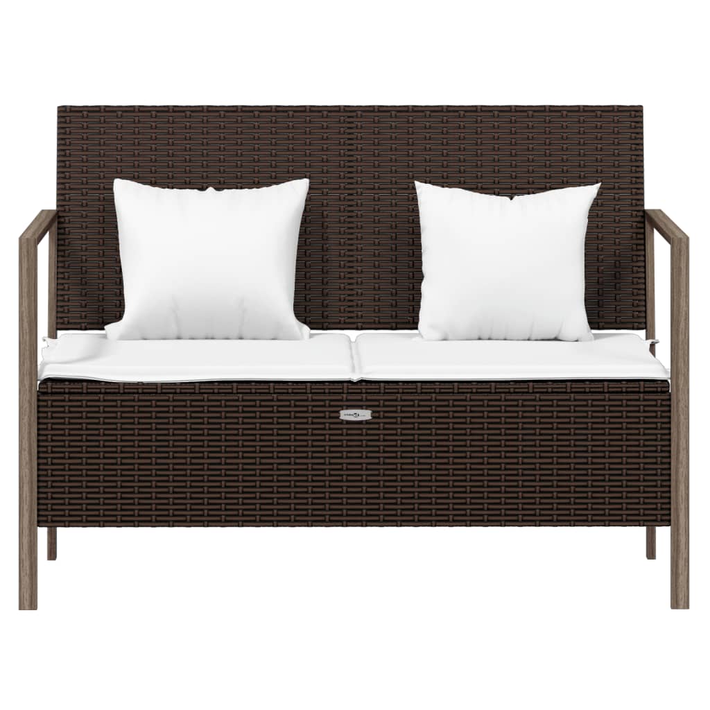 Tuinbank 2-zits met kussens poly rattan bruin is nu te koop bij PeponiXL, paradijselijk wonen!