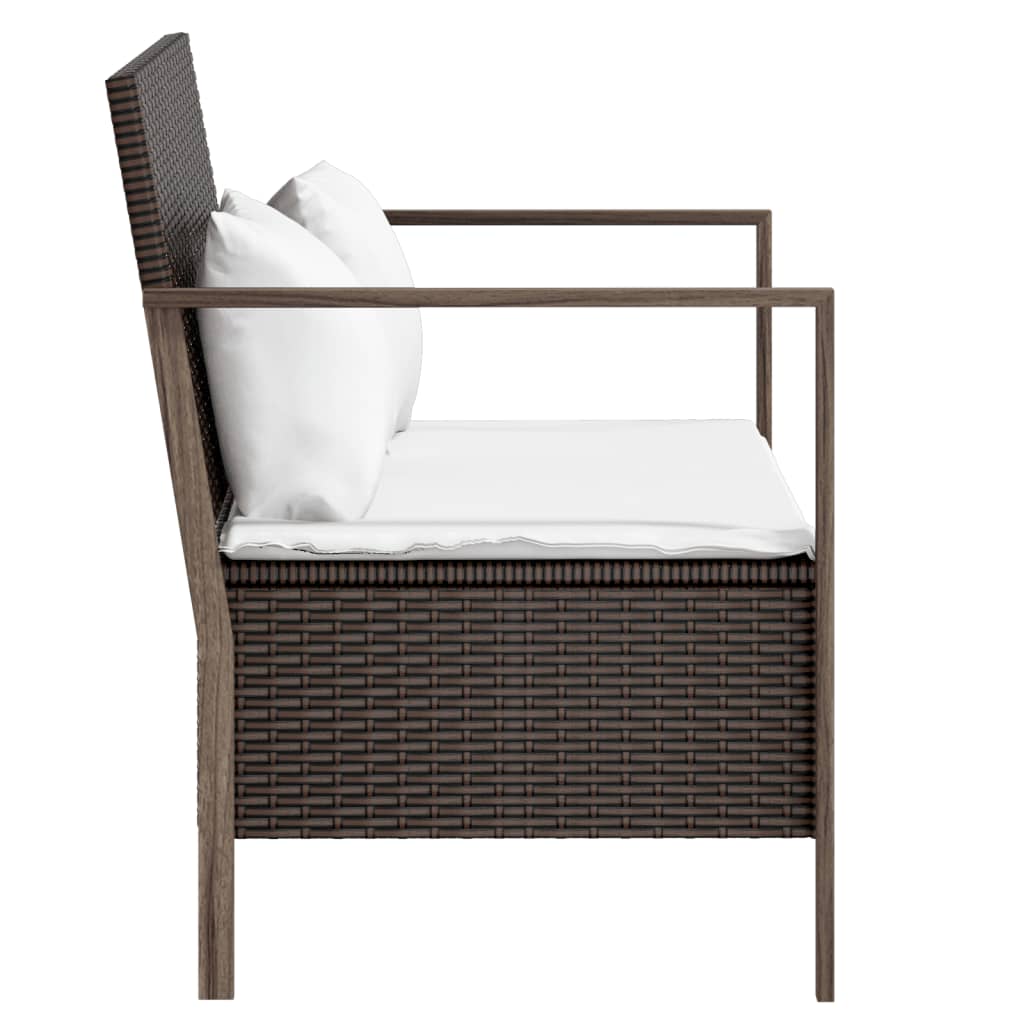 Tuinbank 2-zits met kussens poly rattan bruin is nu te koop bij PeponiXL, paradijselijk wonen!