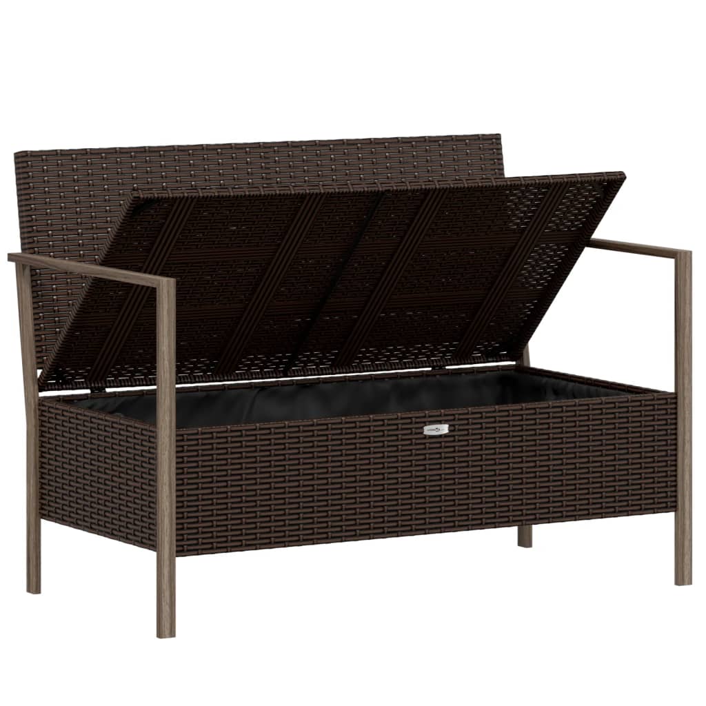 Tuinbank 2-zits met kussens poly rattan bruin is nu te koop bij PeponiXL, paradijselijk wonen!