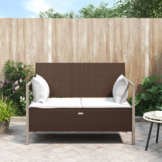 Tuinbank 2-zits met kussens poly rattan bruin is nu te koop bij PeponiXL, paradijselijk wonen!