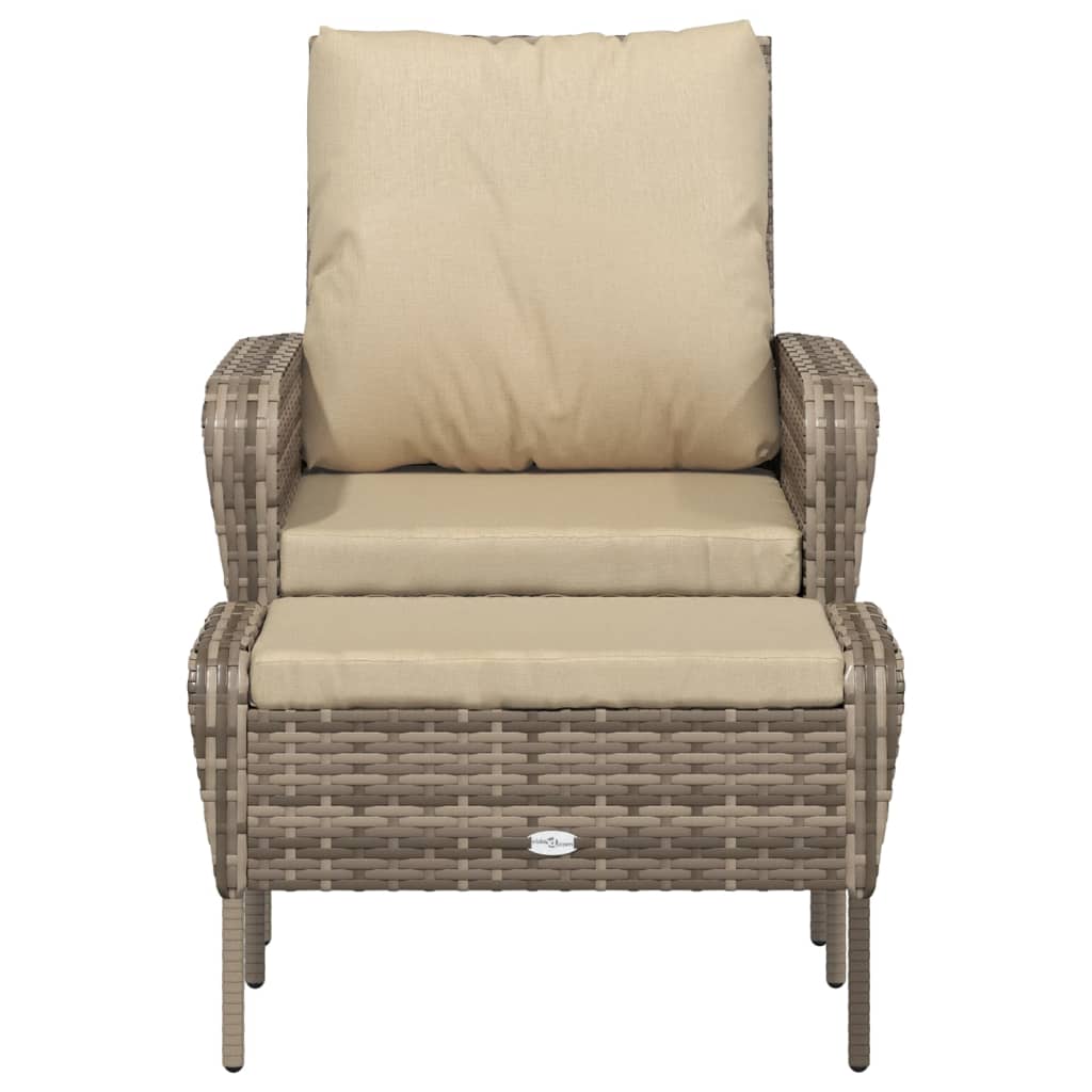 Tuinstoel met voetenbank poly rattan lichtbruin is nu te koop bij PeponiXL, paradijselijk wonen!