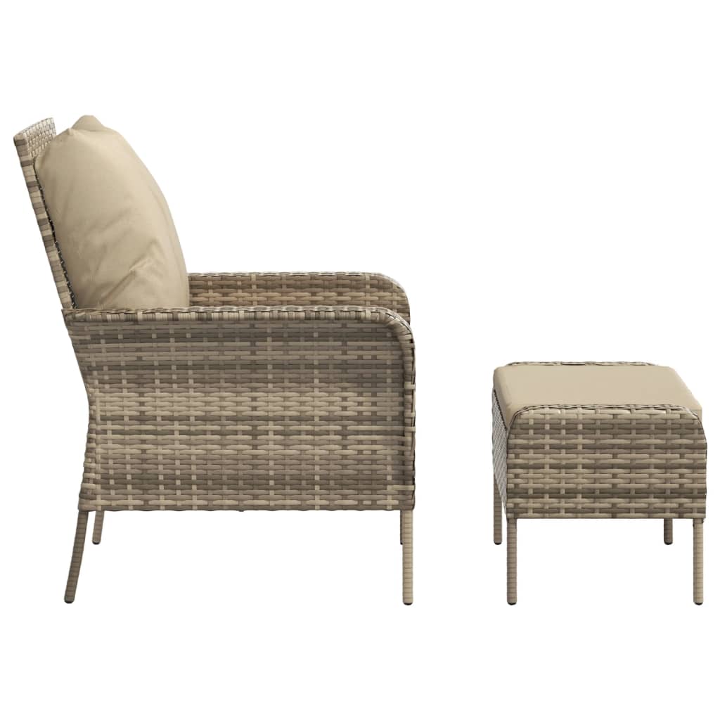 Tuinstoel met voetenbank poly rattan lichtbruin is nu te koop bij PeponiXL, paradijselijk wonen!