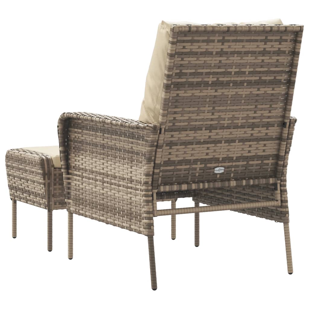 Tuinstoel met voetenbank poly rattan lichtbruin is nu te koop bij PeponiXL, paradijselijk wonen!