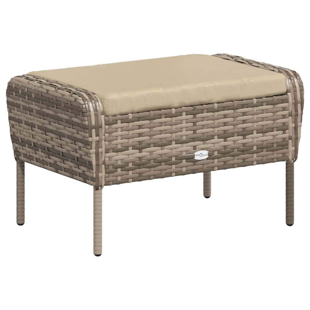 Tuinstoel met voetenbank poly rattan lichtbruin is nu te koop bij PeponiXL, paradijselijk wonen!
