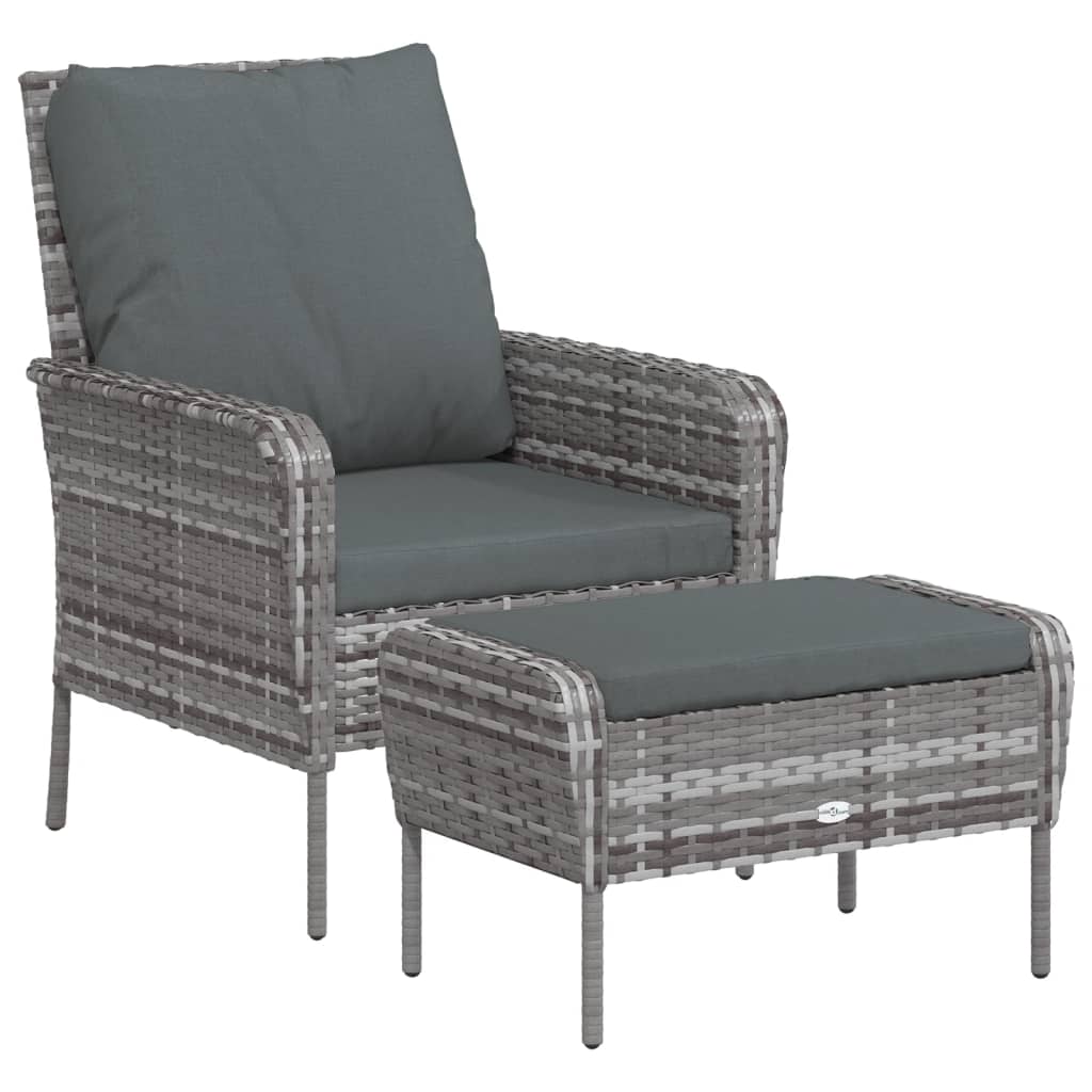 Tuinstoel met voetenbank poly rattan grijs is nu te koop bij PeponiXL, paradijselijk wonen!