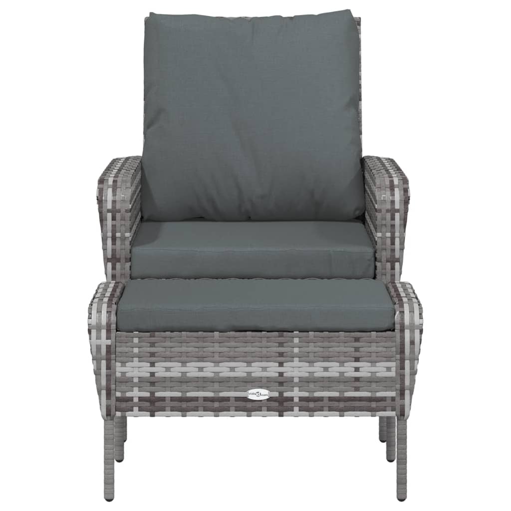 Tuinstoel met voetenbank poly rattan grijs is nu te koop bij PeponiXL, paradijselijk wonen!