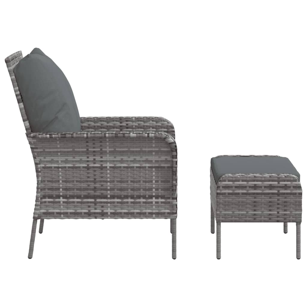 Tuinstoel met voetenbank poly rattan grijs is nu te koop bij PeponiXL, paradijselijk wonen!