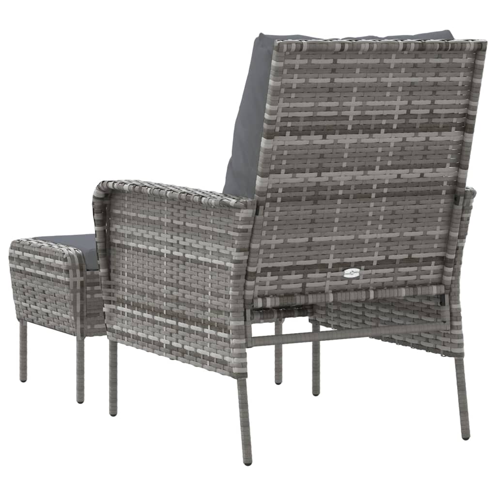 Tuinstoel met voetenbank poly rattan grijs is nu te koop bij PeponiXL, paradijselijk wonen!