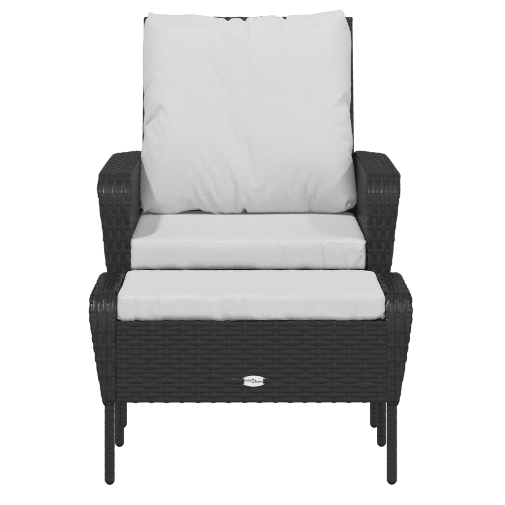 Tuinstoel met voetenbank poly rattan zwart is nu te koop bij PeponiXL, paradijselijk wonen!