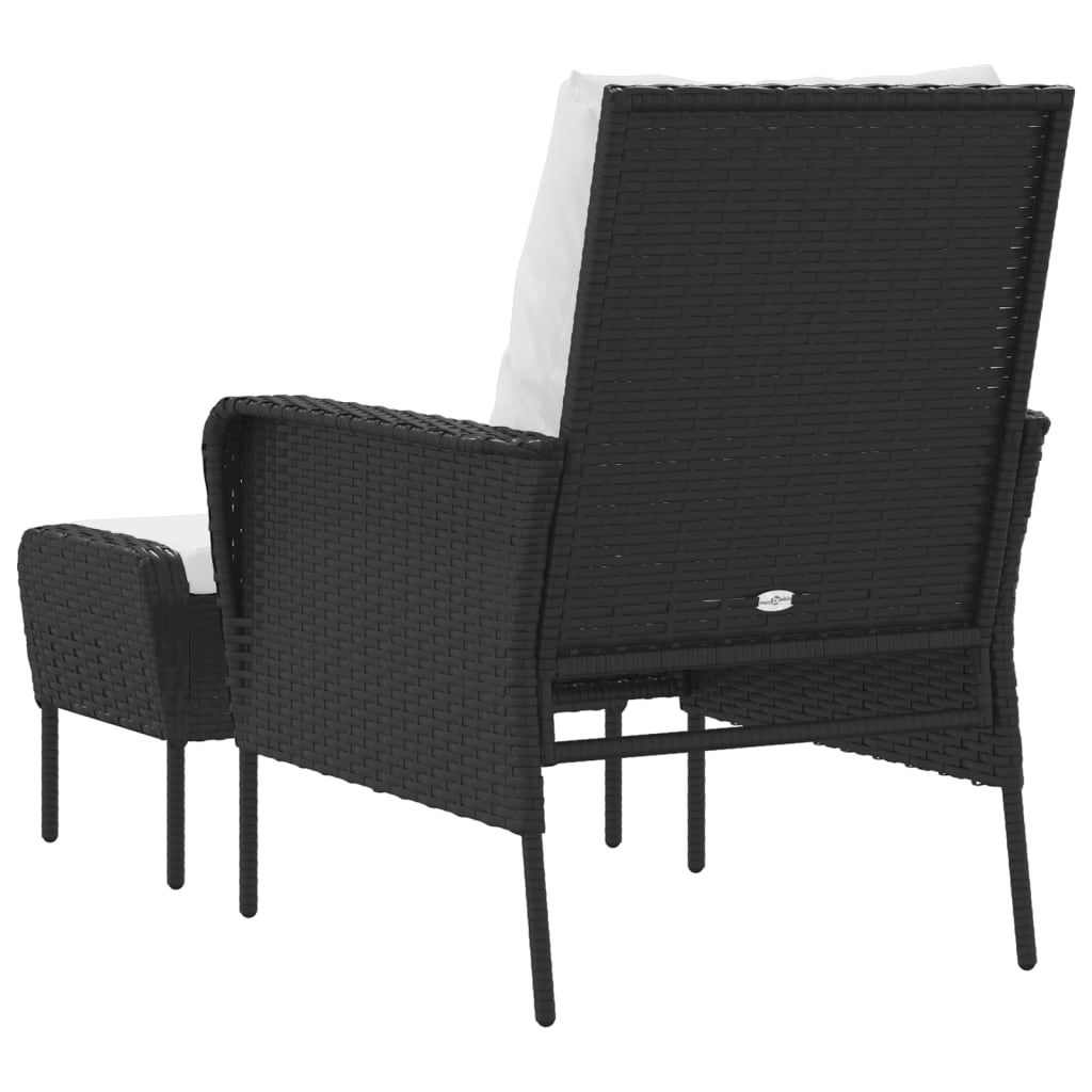 Tuinstoel met voetenbank poly rattan zwart is nu te koop bij PeponiXL, paradijselijk wonen!