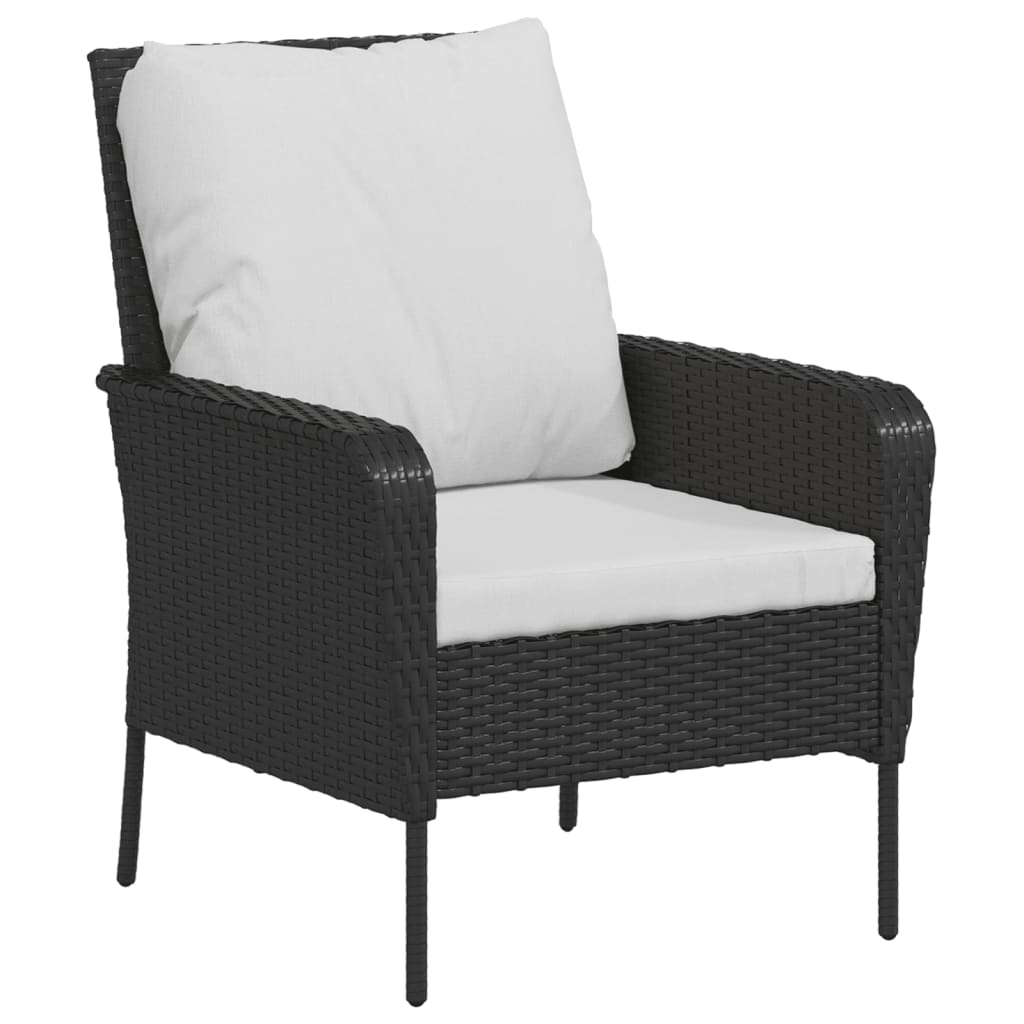 Tuinstoel met voetenbank poly rattan zwart is nu te koop bij PeponiXL, paradijselijk wonen!