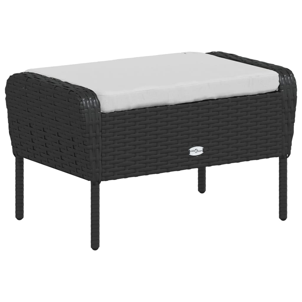 Tuinstoel met voetenbank poly rattan zwart is nu te koop bij PeponiXL, paradijselijk wonen!