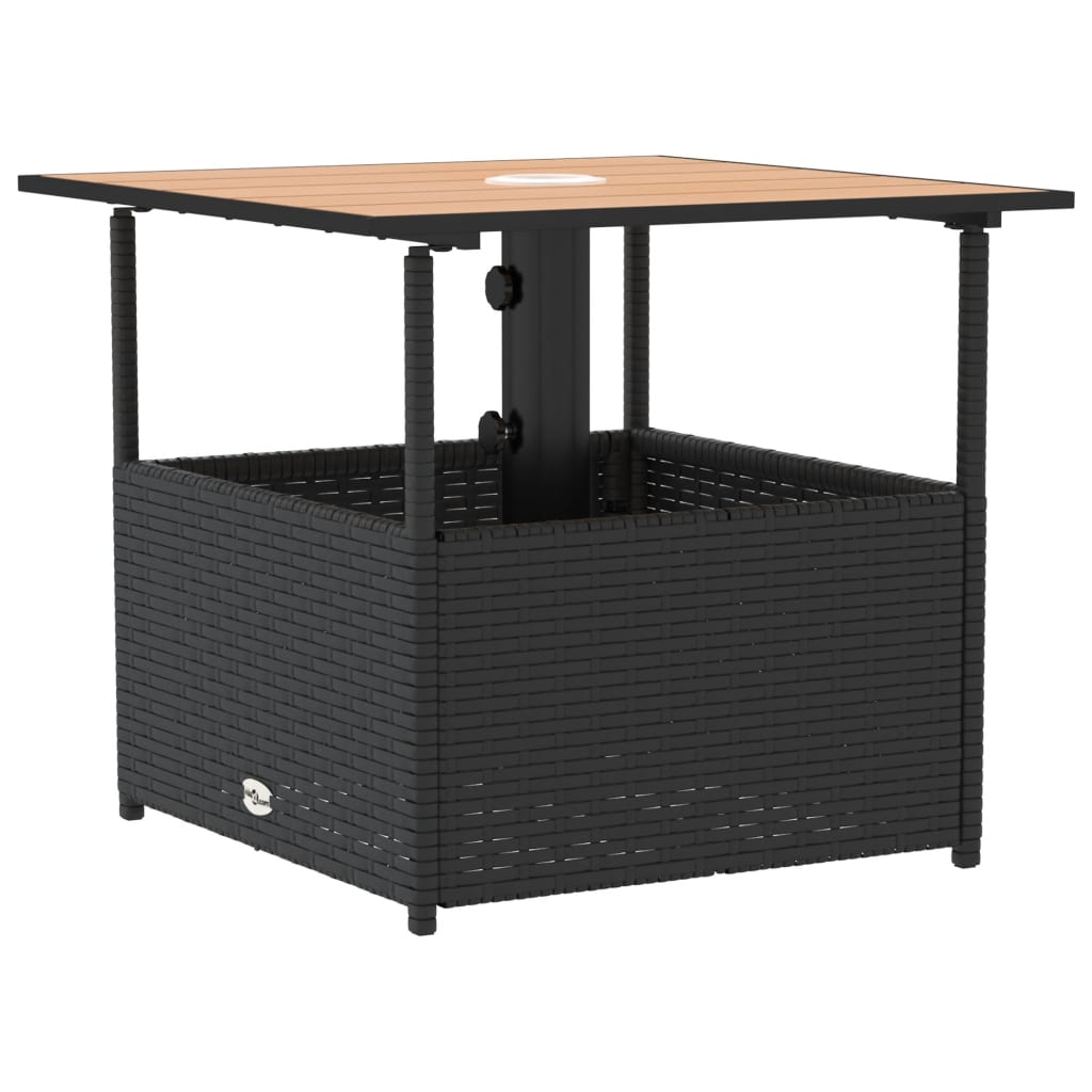 Tuintafel met parasolgat 55x55x46,5 cm poly rattan zwart is nu te koop bij PeponiXL, paradijselijk wonen!
