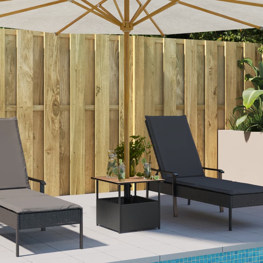 Tuintafel met parasolgat 55x55x46,5 cm poly rattan zwart is nu te koop bij PeponiXL, paradijselijk wonen!