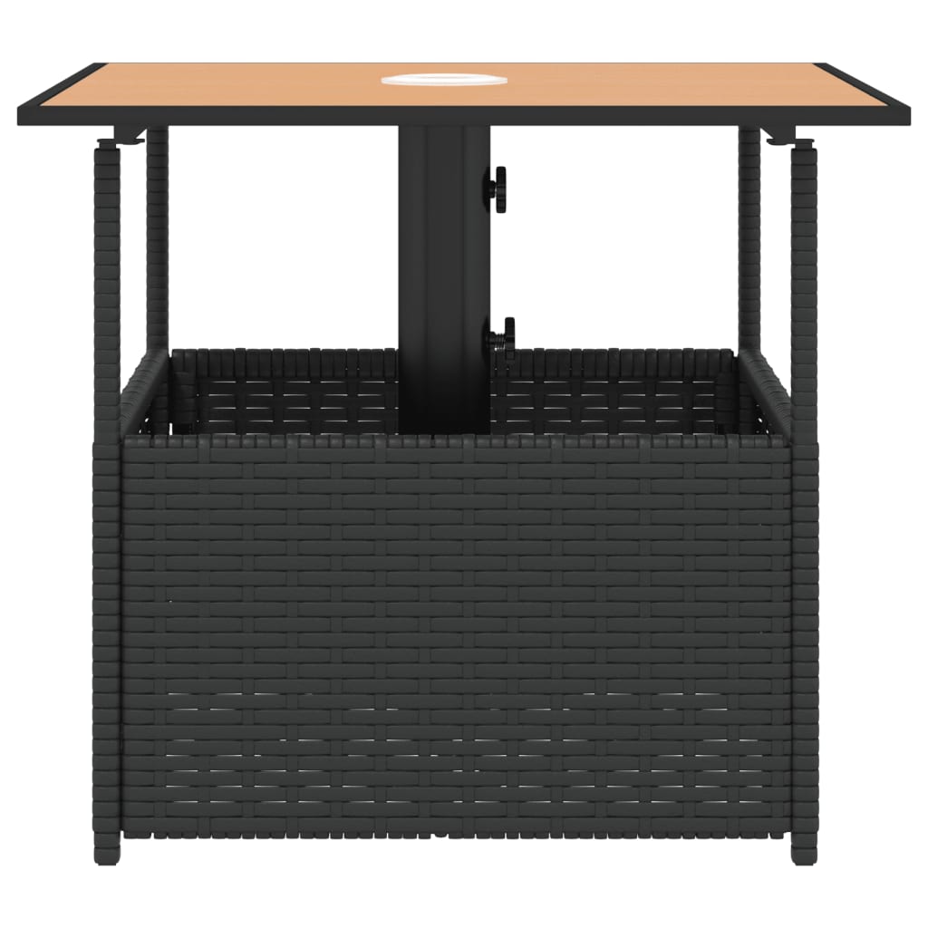 Tuintafel met parasolgat 55x55x46,5 cm poly rattan zwart is nu te koop bij PeponiXL, paradijselijk wonen!