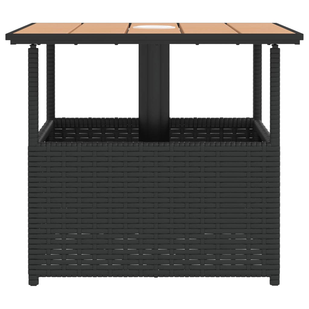 Tuintafel met parasolgat 55x55x46,5 cm poly rattan zwart is nu te koop bij PeponiXL, paradijselijk wonen!