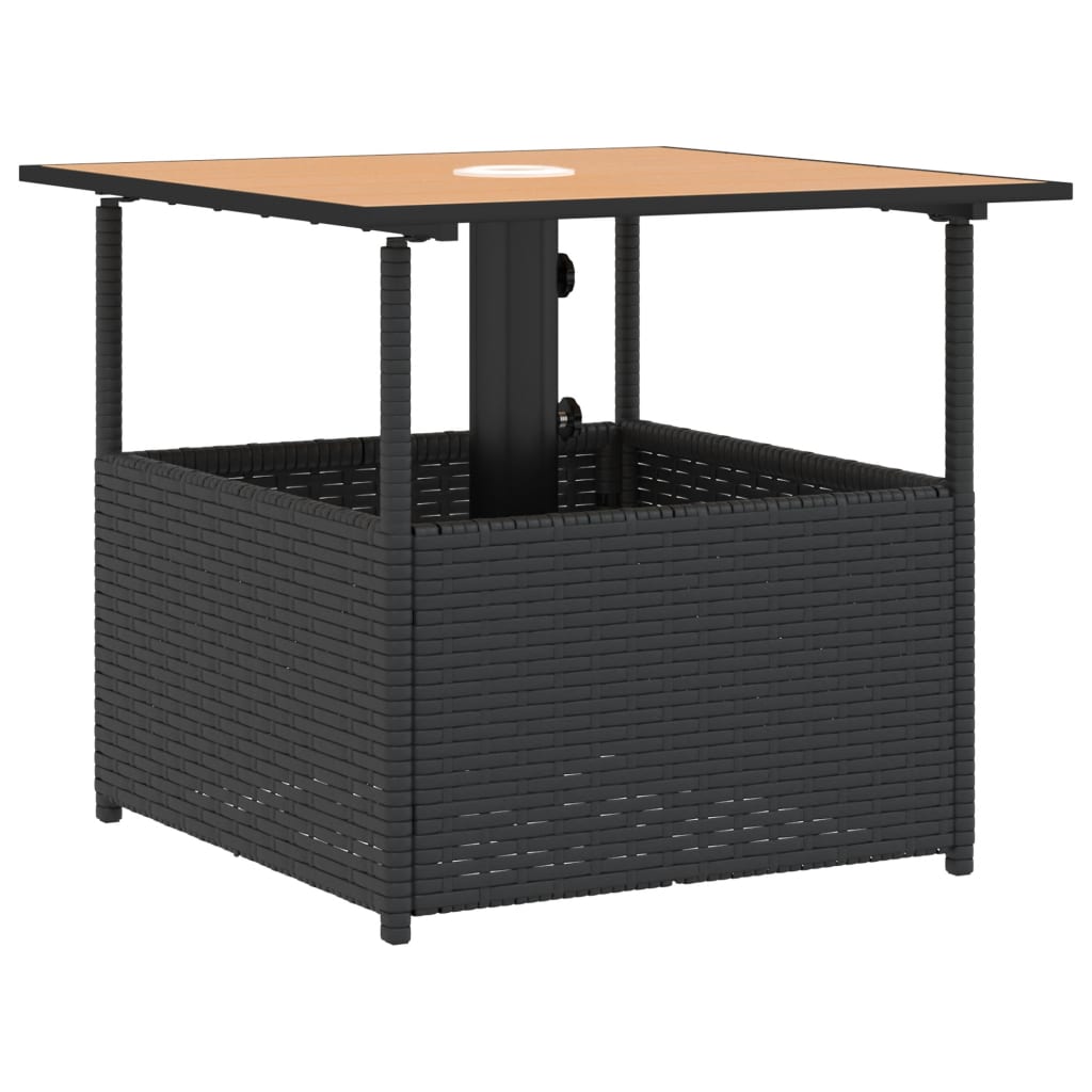 Tuintafel met parasolgat 55x55x46,5 cm poly rattan zwart is nu te koop bij PeponiXL, paradijselijk wonen!