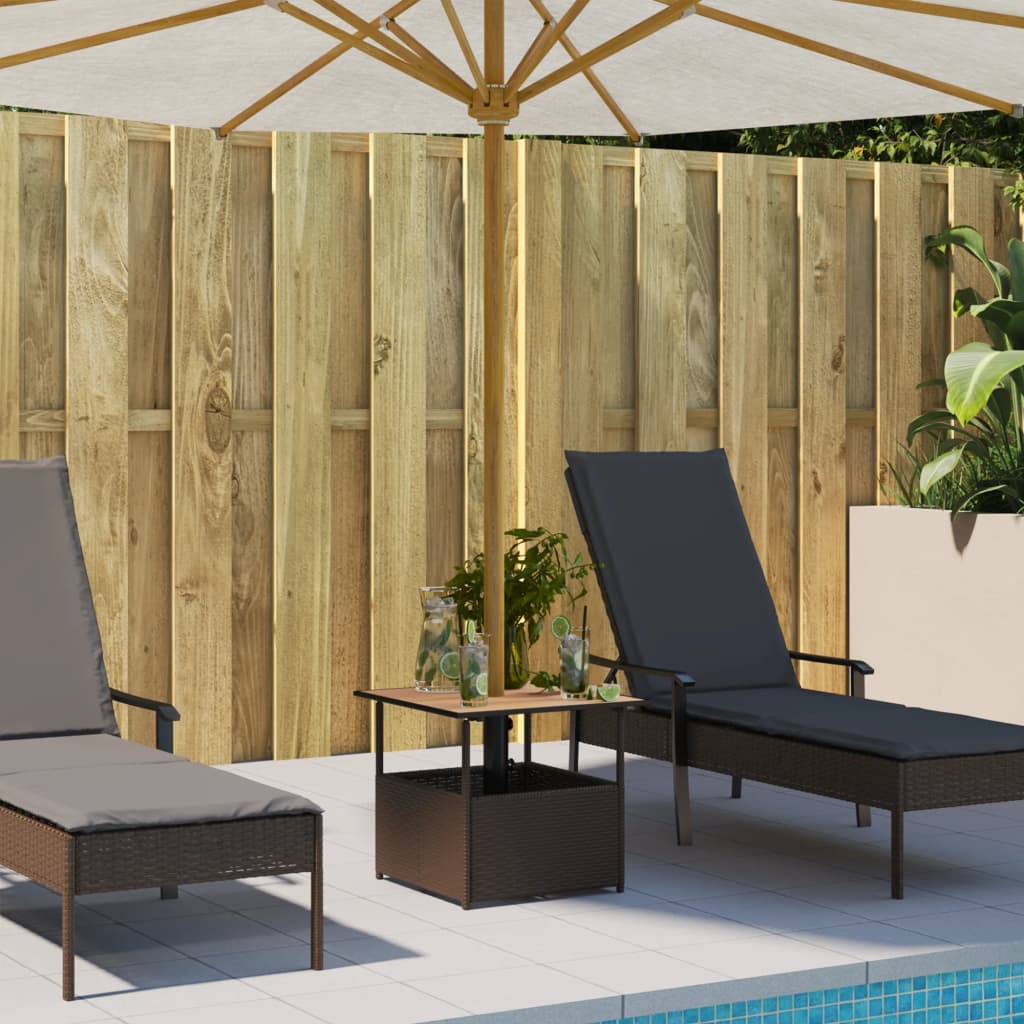 Tuintafel met parasolgat 55x55x46,5 cm poly rattan bruin is nu te koop bij PeponiXL, paradijselijk wonen!
