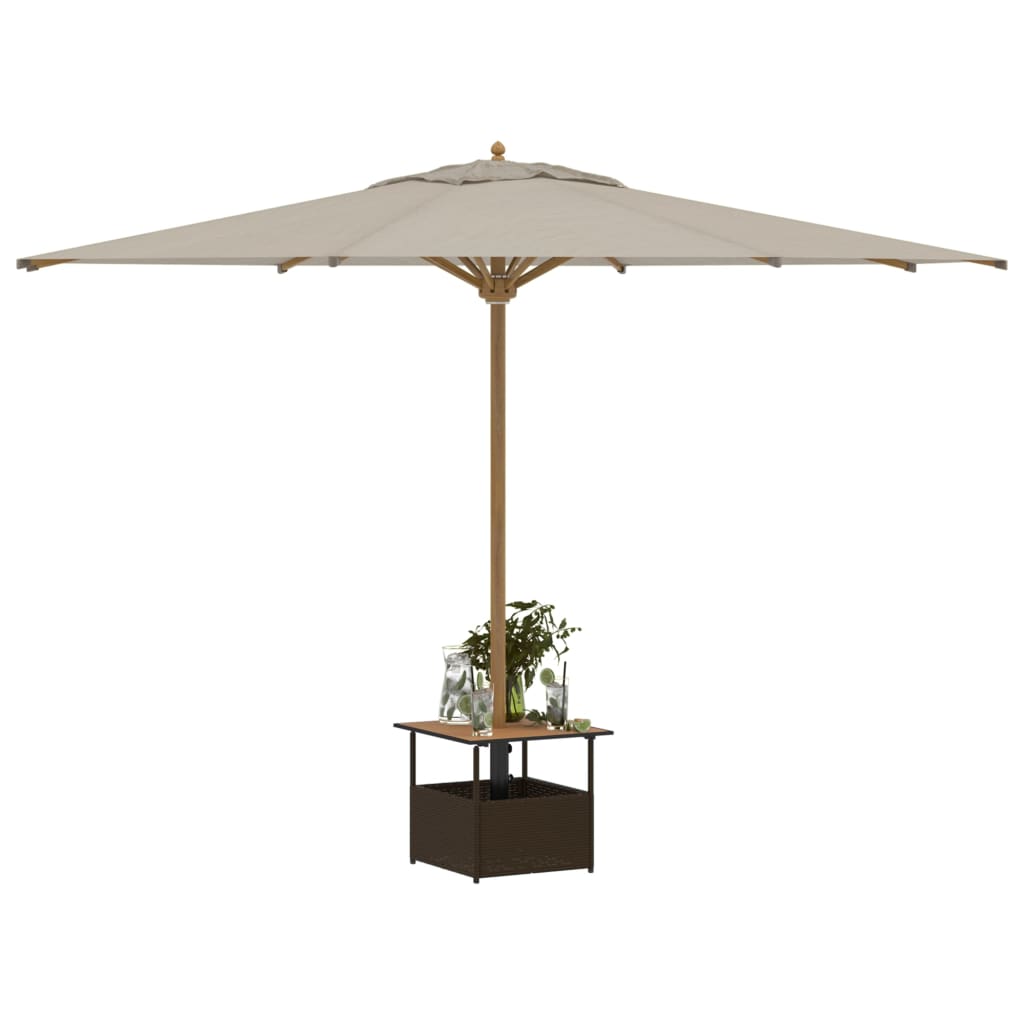 Tuintafel met parasolgat 55x55x46,5 cm poly rattan bruin is nu te koop bij PeponiXL, paradijselijk wonen!
