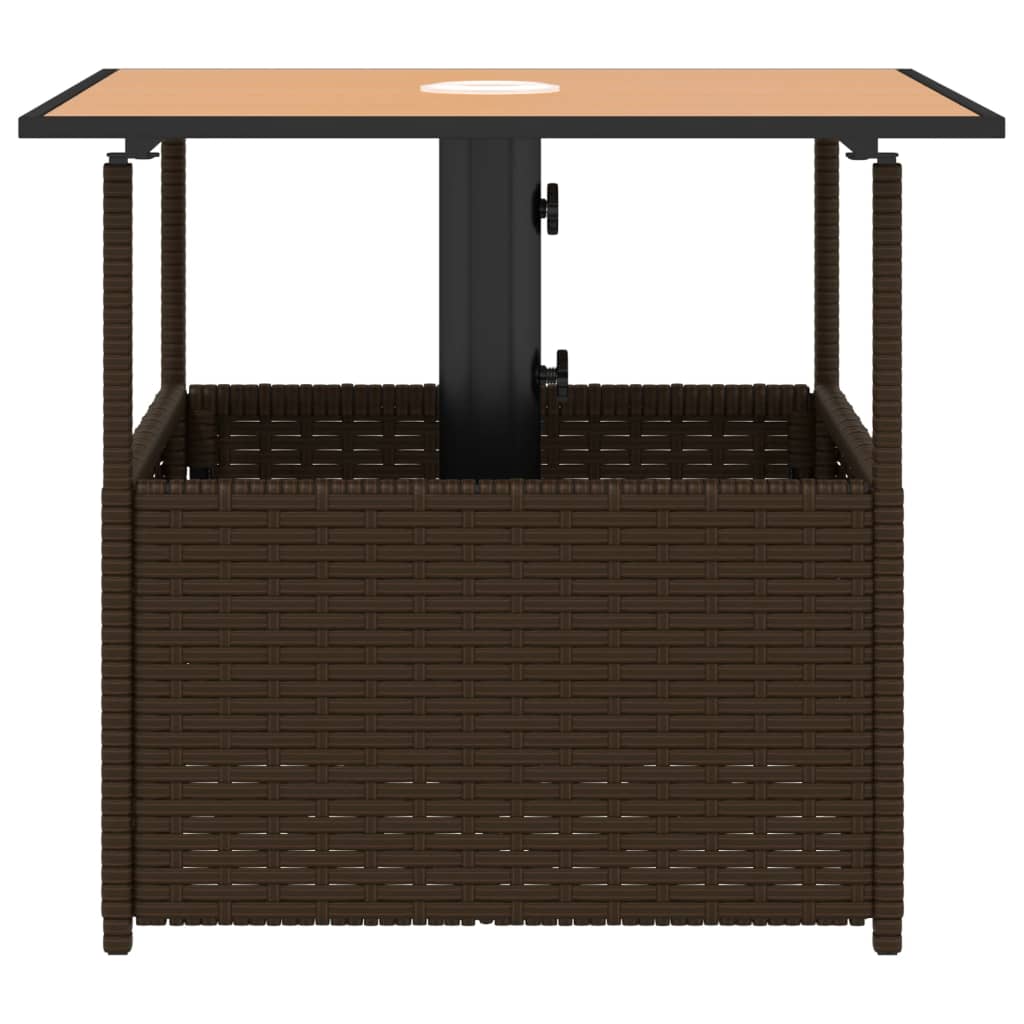 Tuintafel met parasolgat 55x55x46,5 cm poly rattan bruin is nu te koop bij PeponiXL, paradijselijk wonen!