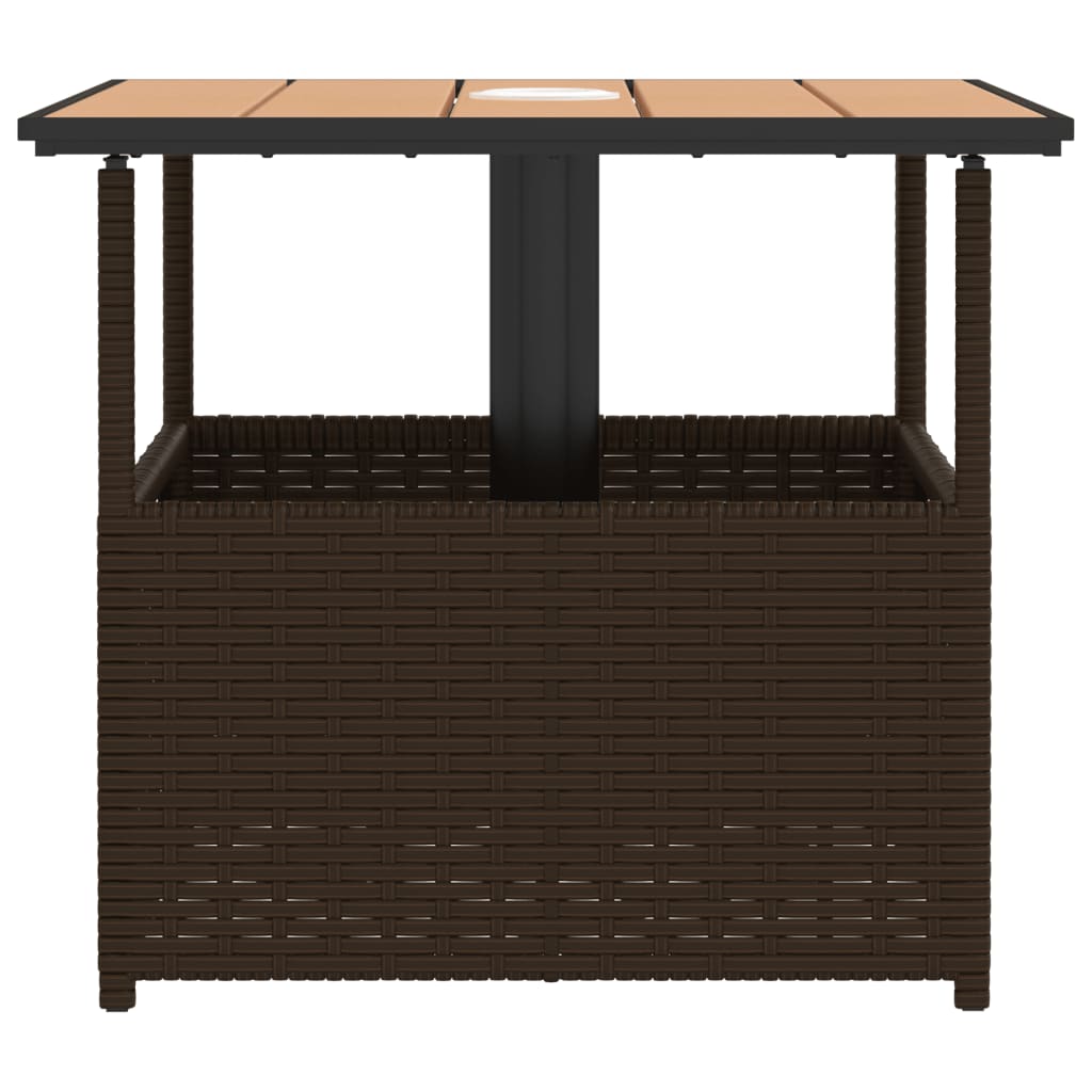 Tuintafel met parasolgat 55x55x46,5 cm poly rattan bruin is nu te koop bij PeponiXL, paradijselijk wonen!