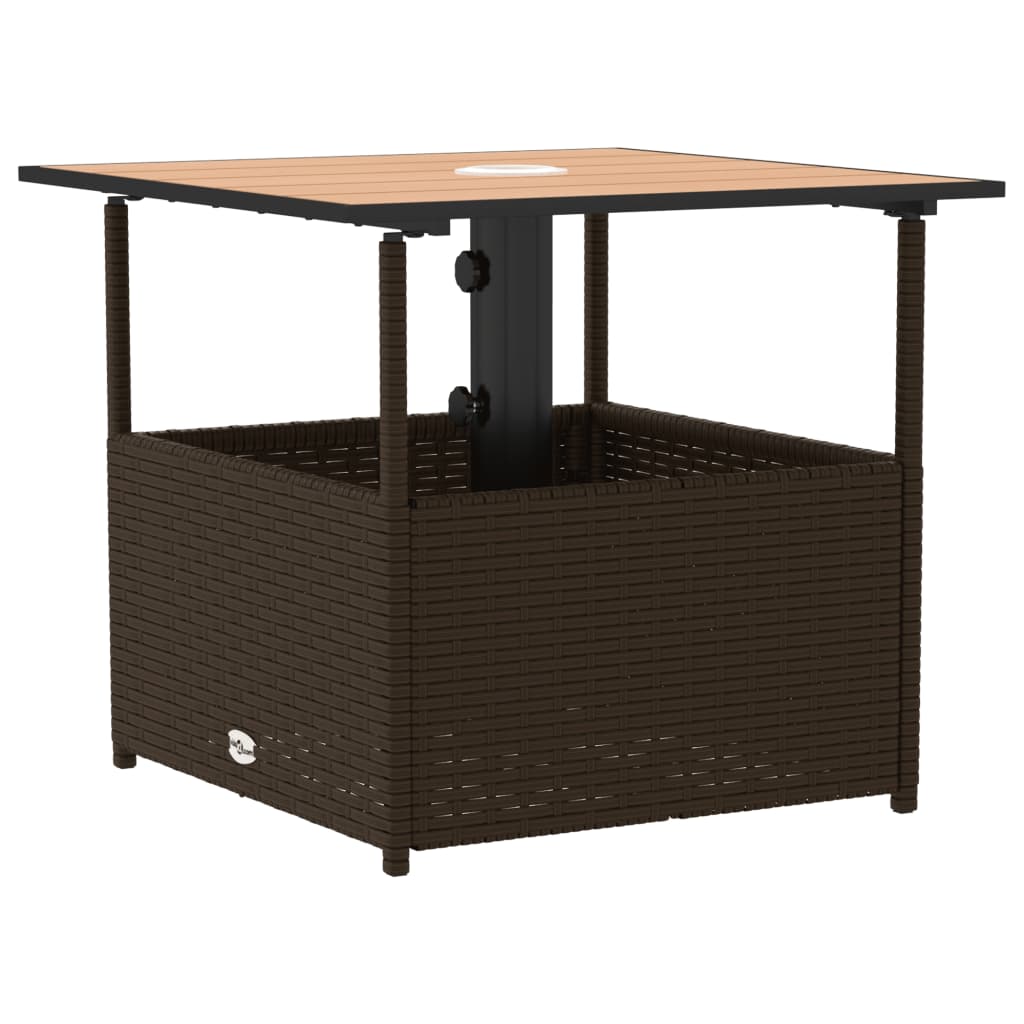 Tuintafel met parasolgat 55x55x46,5 cm poly rattan bruin is nu te koop bij PeponiXL, paradijselijk wonen!